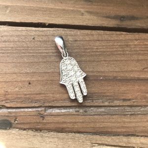 18k white gold and diamond hamsa charm